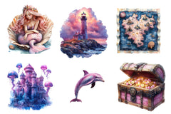 Pink Sea Adventure Clipart Bundle - CraftNest - Digital Crafting and Art