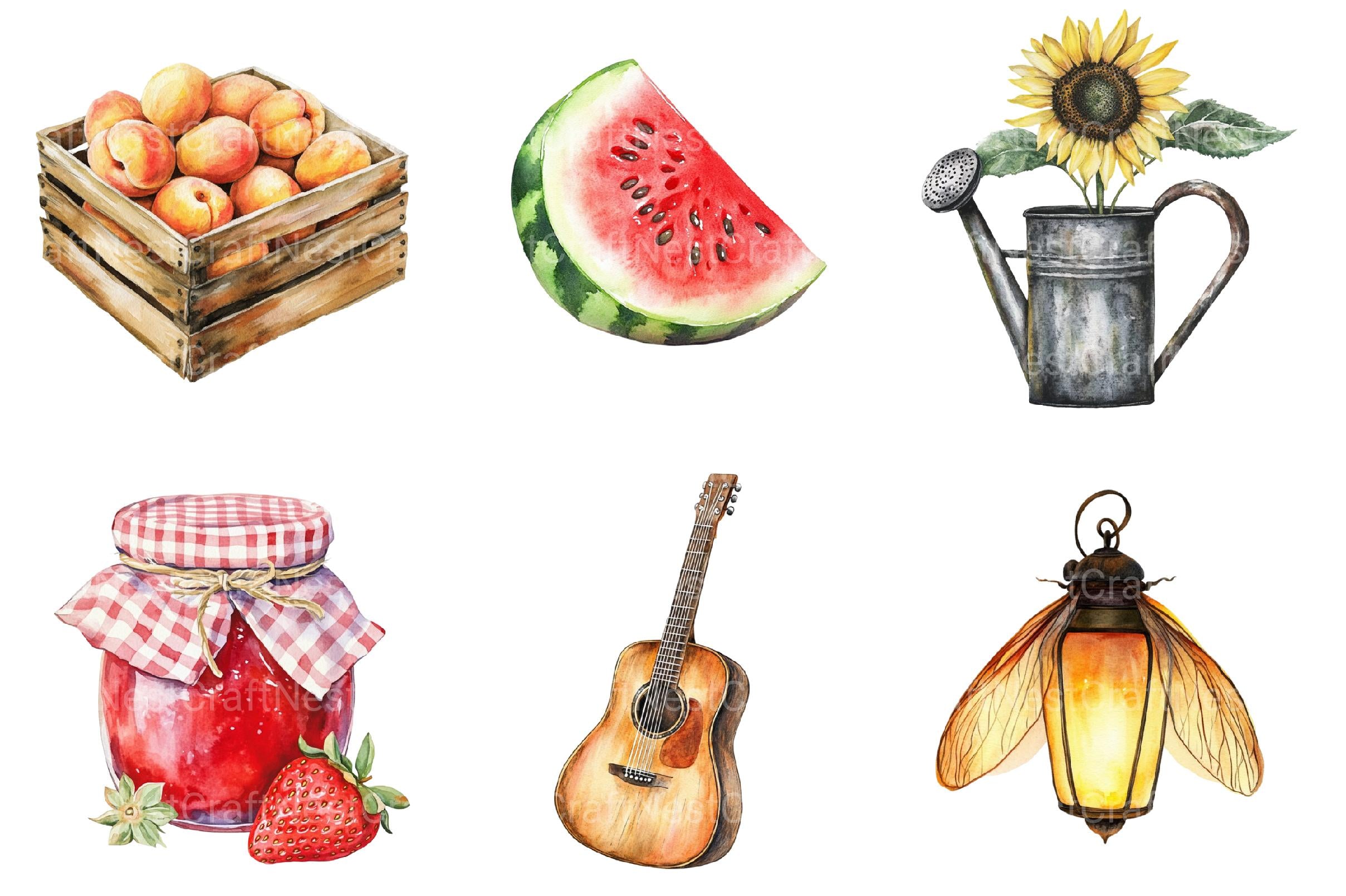 Happy Rustic Summer Clipart - CraftNest - Digital Crafting and Art