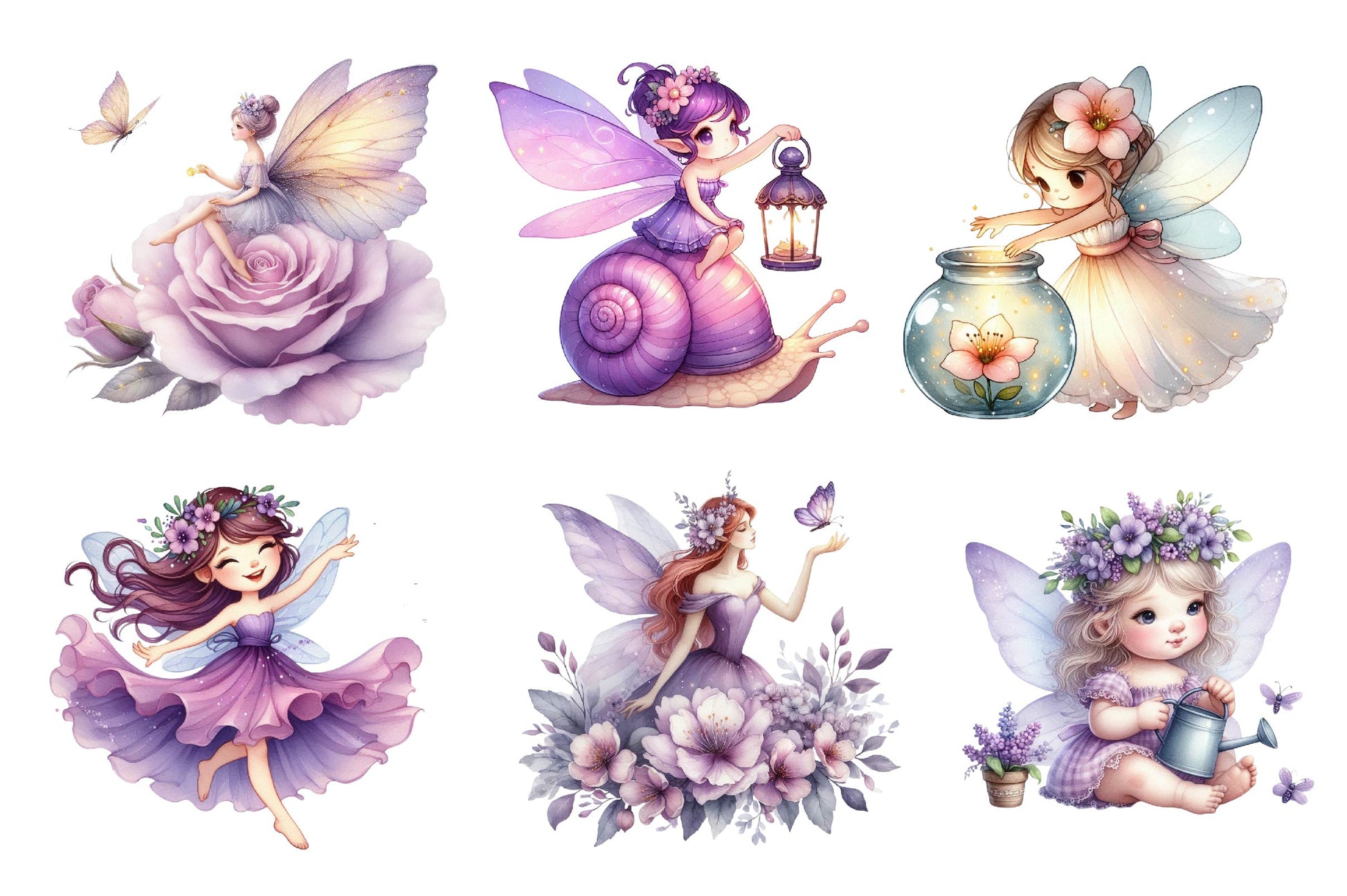Garden Purple Fairies Clipart Bundle - CraftNest - Digital Crafting and Art