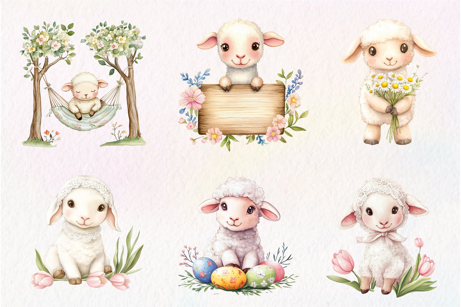 Spring Floral Baby Lamb Clipart Bundle - CraftNest - Digital Crafting and Art