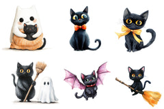 Cute Halloween Black Cats Clipart Bundle - CraftNest - Digital Crafting and Art