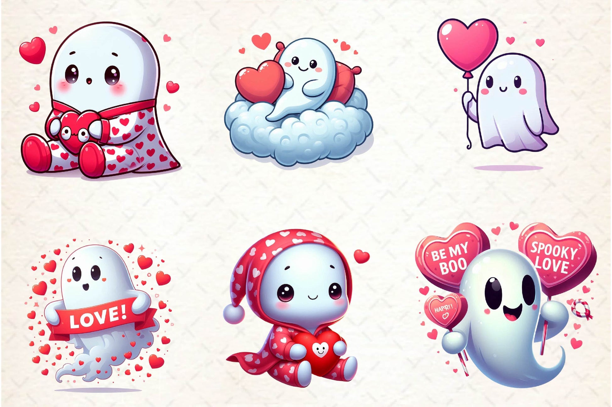 Cute Ghost Valentine Day Clipart Bundle - CraftNest - Digital Crafting and Art
