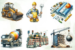 Construction Vehicle And Element Clipart Bundle - CraftNest - Digital Crafting and Art