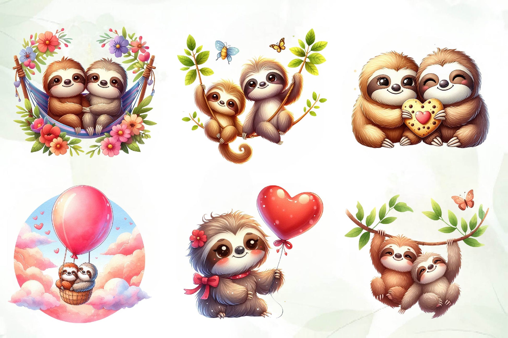 Cute Sloth Couple Water Color Clipart Bundle - CraftNest - Digital Crafting and Art