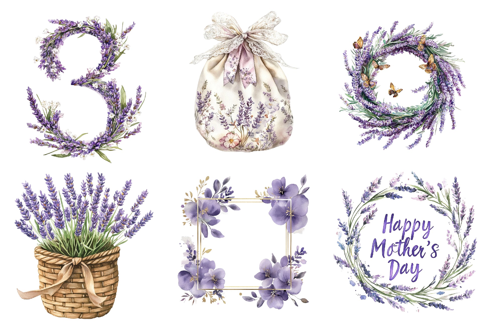 Lavender Mothers Day Clipart Bundle - CraftNest - Digital Crafting and Art