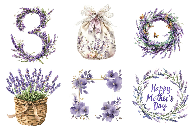 Lavender Mothers Day Clipart Bundle - CraftNest - Digital Crafting and Art