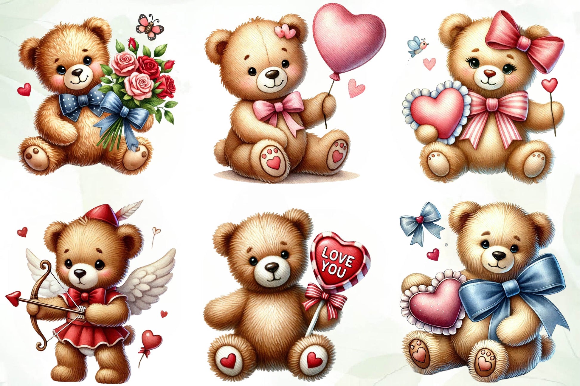 Teddy Bear Valentine Bear Love Clipart Bundle - CraftNest - Digital Crafting and Art