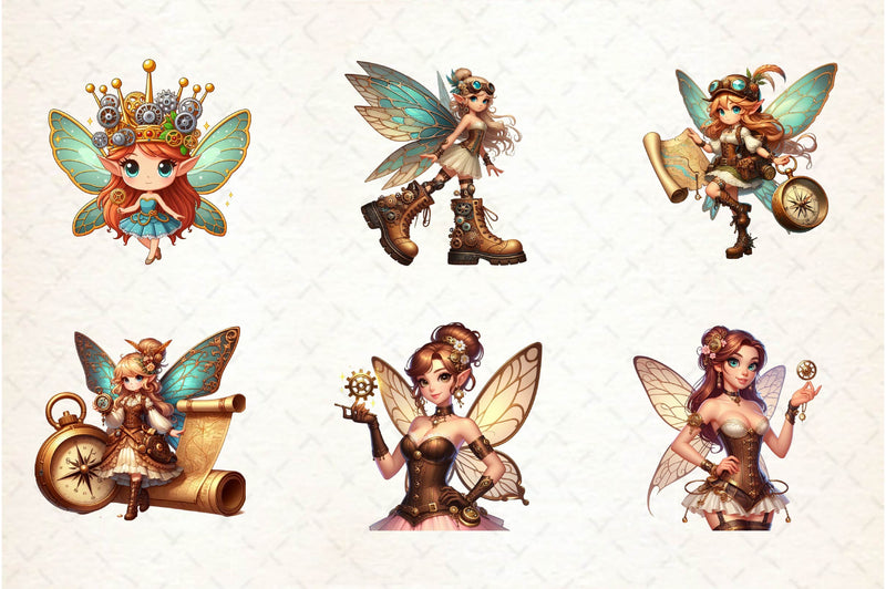 Steampunk Fairy Clipart Bundle - CraftNest - Digital Crafting and Art