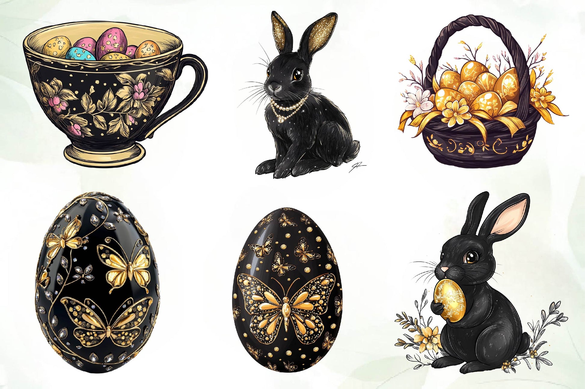 Glitter Luxury Black Easter Clipart Bundle 1 - CraftNest - Digital Crafting and Art