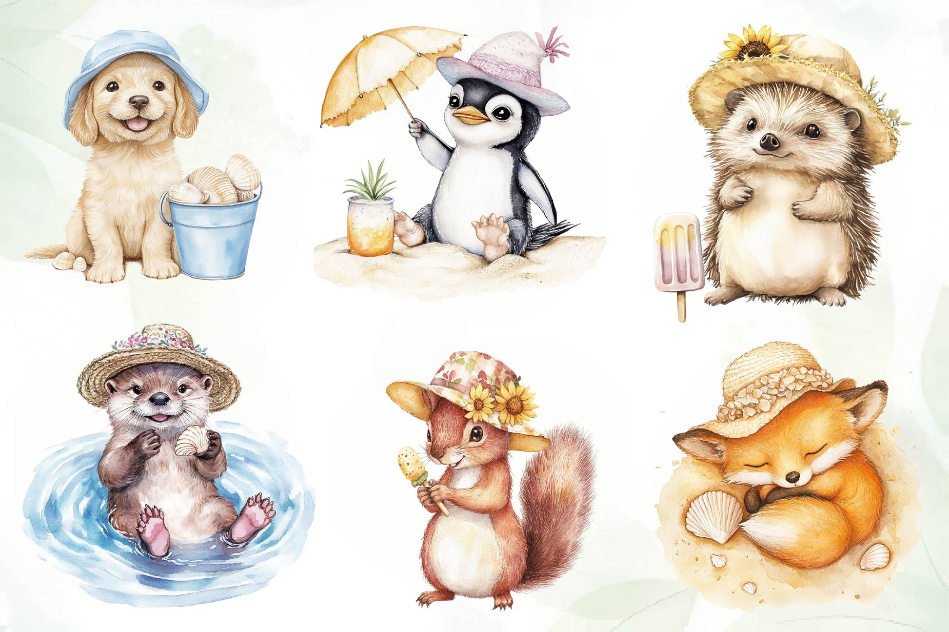 Baby Animals In Summer Hat Clipart Bundle - CraftNest - Digital Crafting and Art