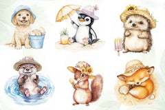 Baby Animals In Summer Hat Clipart Bundle - CraftNest - Digital Crafting and Art