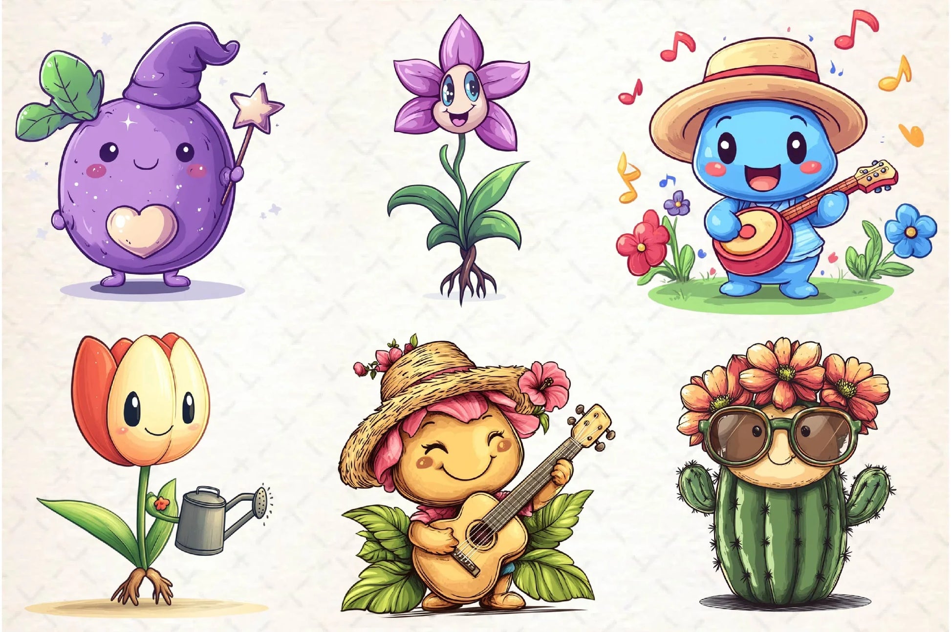 Flowers Mascot Clipart Bundle - CraftNest - Digital Crafting and Art