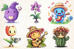 Flowers Mascot Clipart Bundle - CraftNest - Digital Crafting and Art