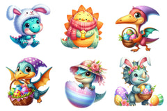 Cute Dinosaurs In Easter Costumes Clipart Bundle - CraftNest - Digital Crafting and Art