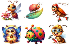 Cute Funny Cartoon Insects Clipart Bundle - CraftNest - Digital Crafting and Art