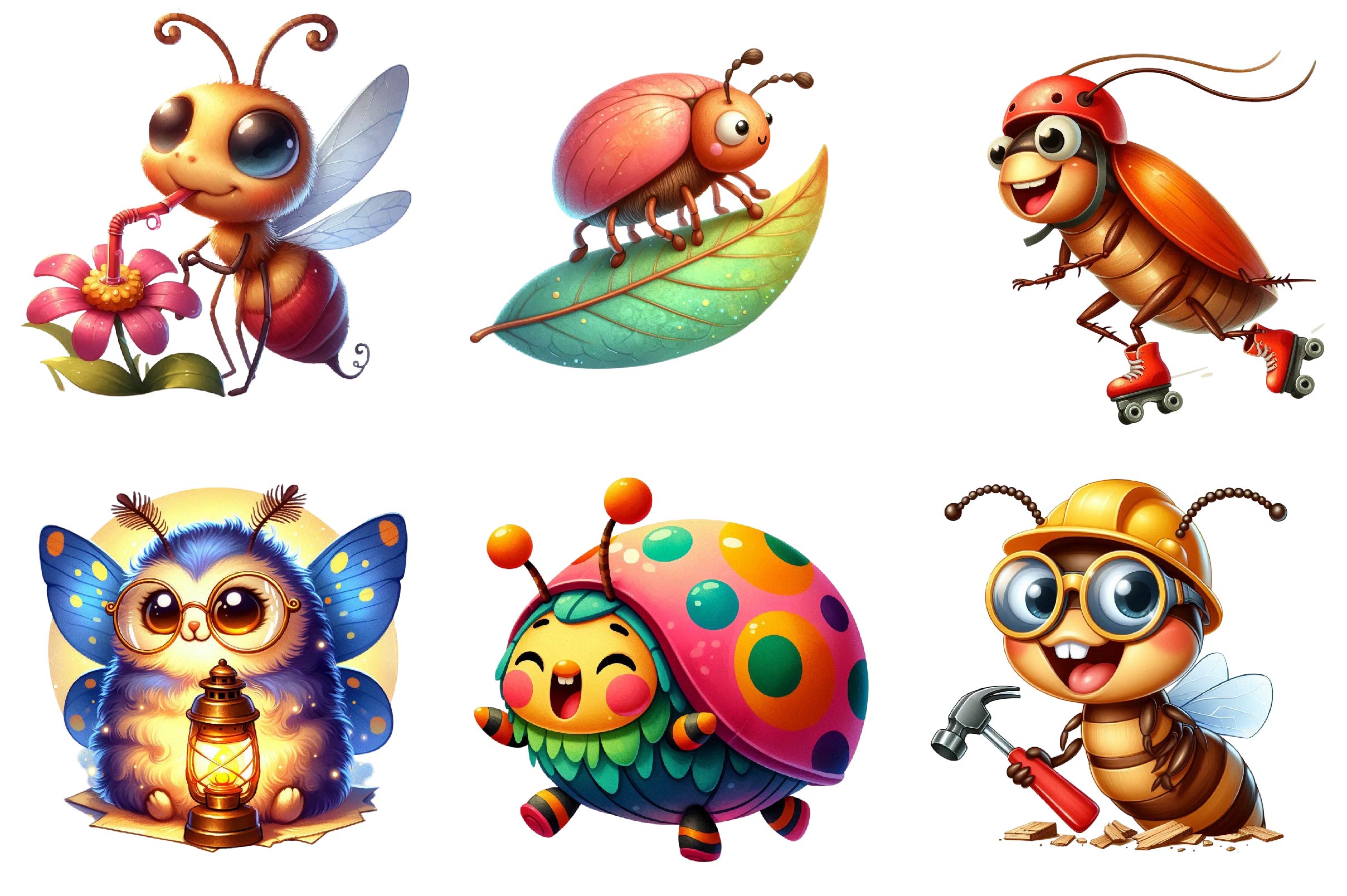 Cute Funny Cartoon Insects Clipart Bundle - CraftNest - Digital Crafting and Art