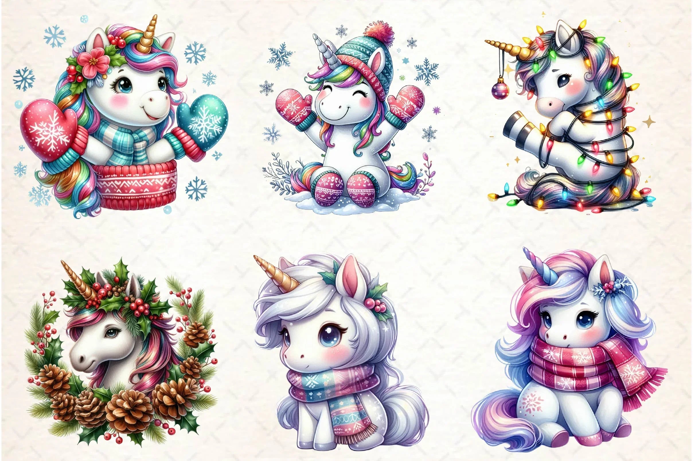 Winter Unicorn Clipart Bundle - CraftNest - Digital Crafting and Art