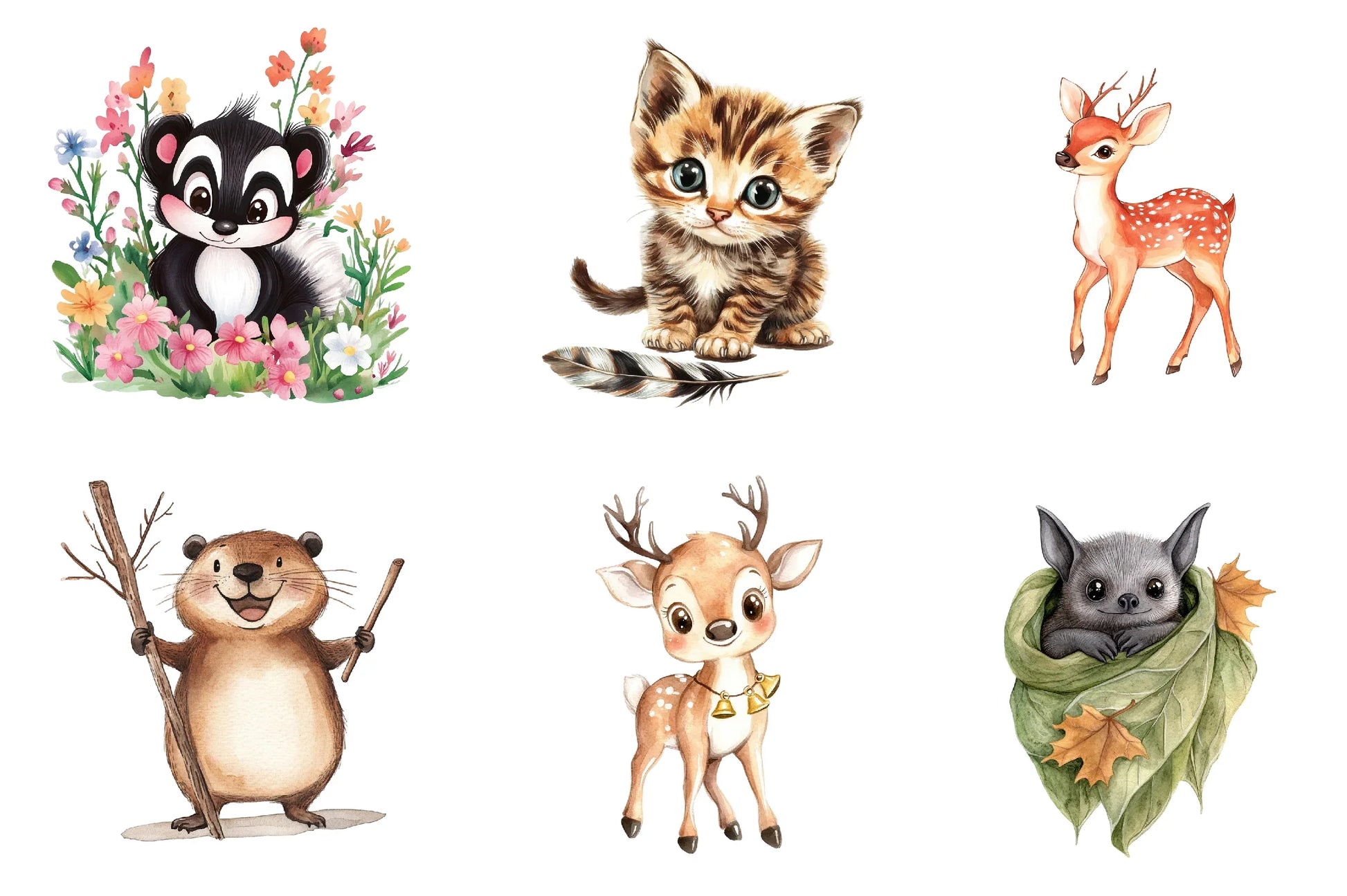 Cute Little Animal Woodland Clipart Bundle - CraftNest - Digital Crafting and Art