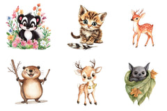 Cute Little Animal Woodland Clipart Bundle - CraftNest - Digital Crafting and Art