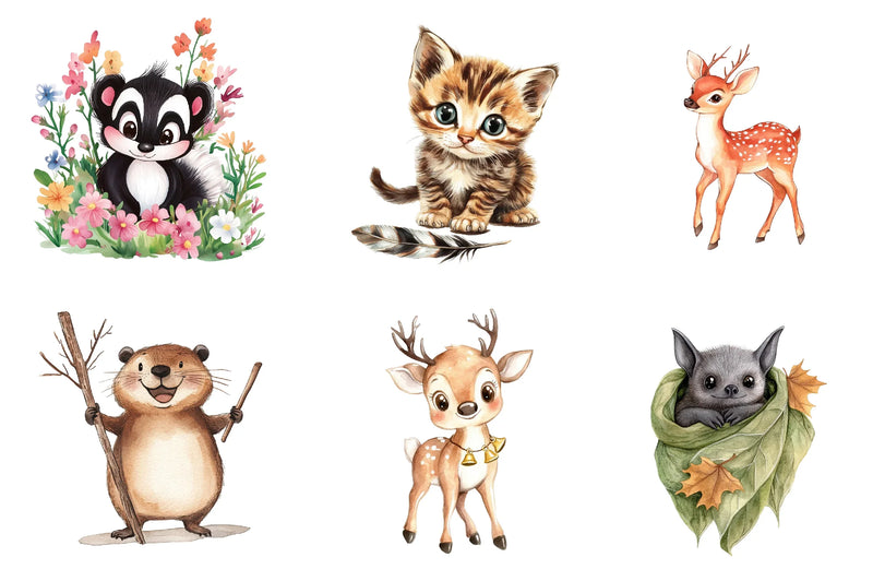 Cute Little Animal Woodland Clipart Bundle - CraftNest - Digital Crafting and Art
