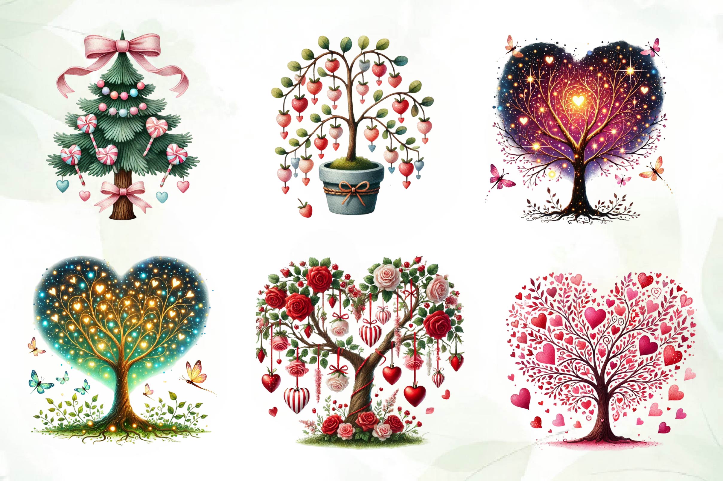 Valentines Day Heart Tree Clipart Bundle - CraftNest - Digital Crafting and Art