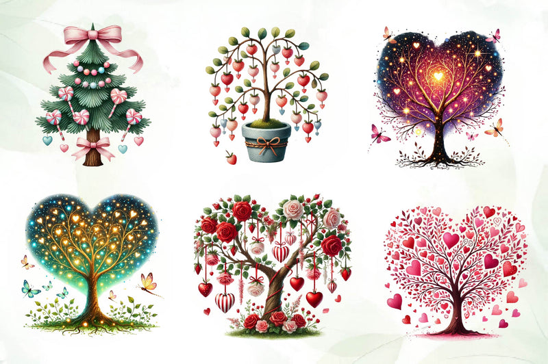 Valentines Day Heart Tree Clipart Bundle - CraftNest - Digital Crafting and Art