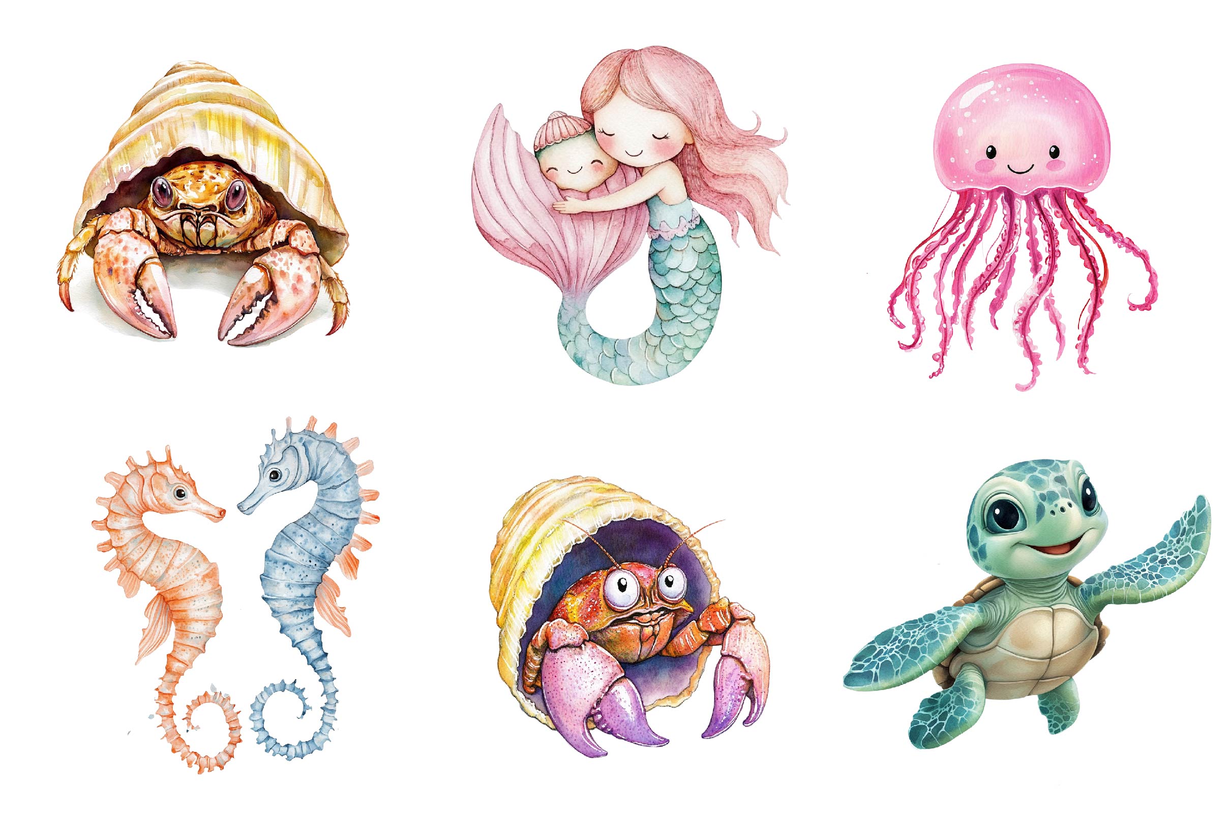 Cute Undersea Life Clipart Bundle - CraftNest - Digital Crafting and Art