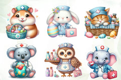 Cute Easter Nurse Animals Clipart Bundle - CraftNest - Digital Crafting and Art