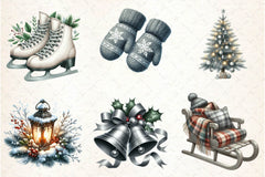 Warm Grey Winter Clipart Bundle - CraftNest - Digital Crafting and Art