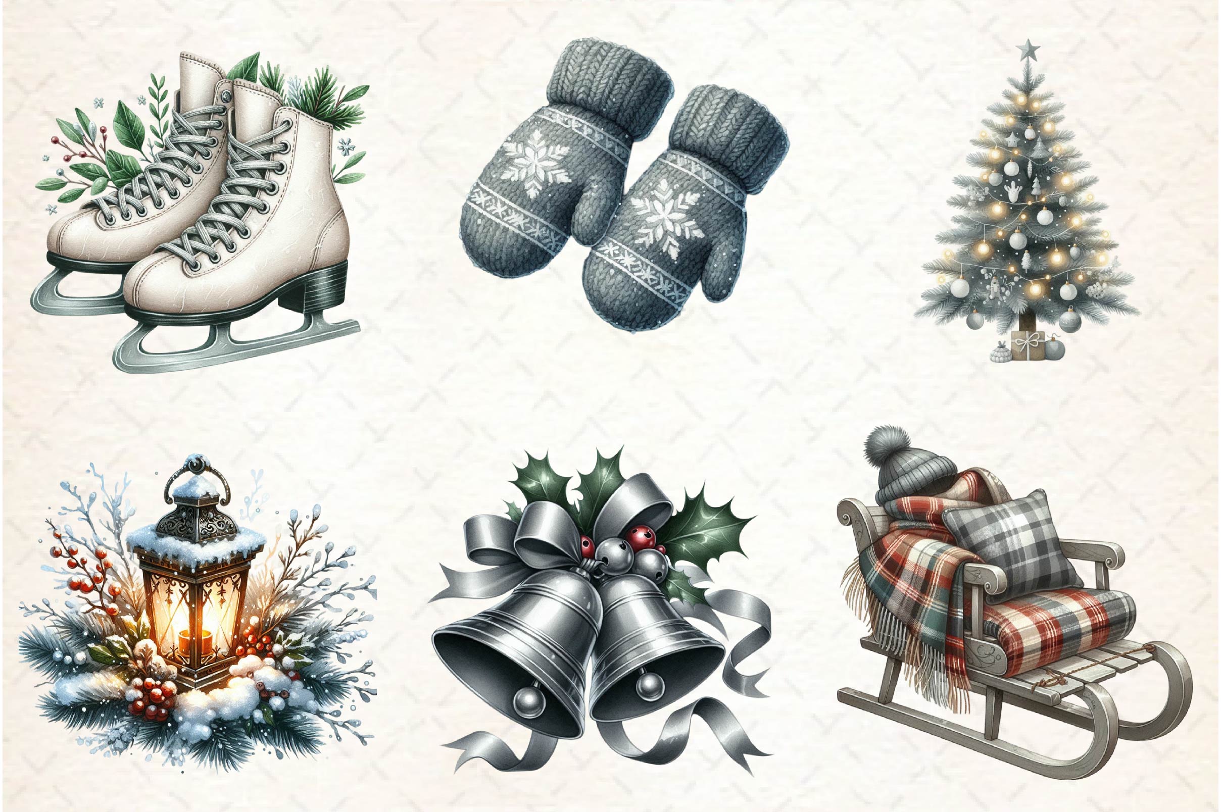 Warm Grey Winter Clipart Bundle - CraftNest - Digital Crafting and Art