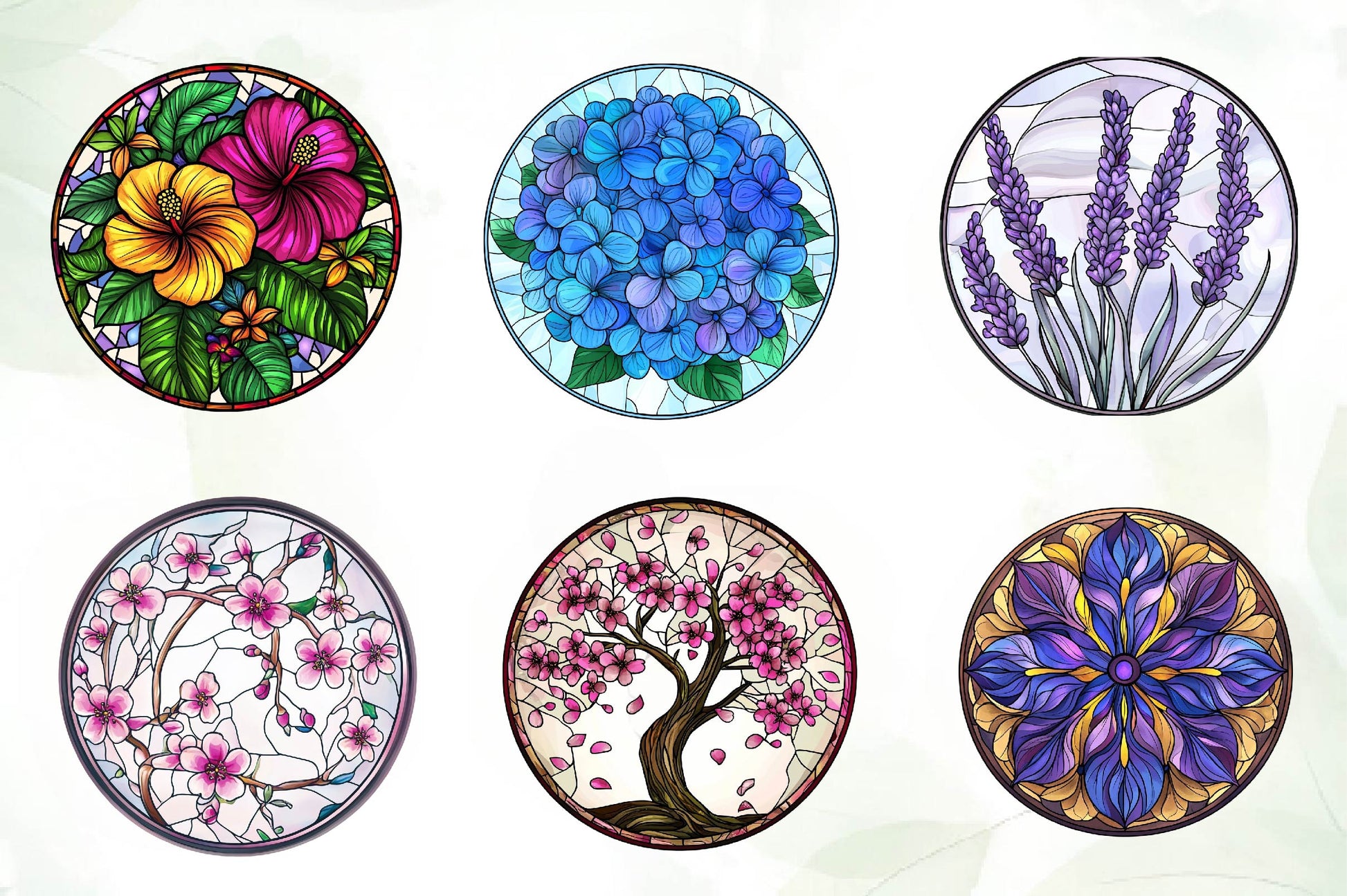 Floral Round Stained Glass Clipart Bundle - CraftNest - Digital Crafting and Art