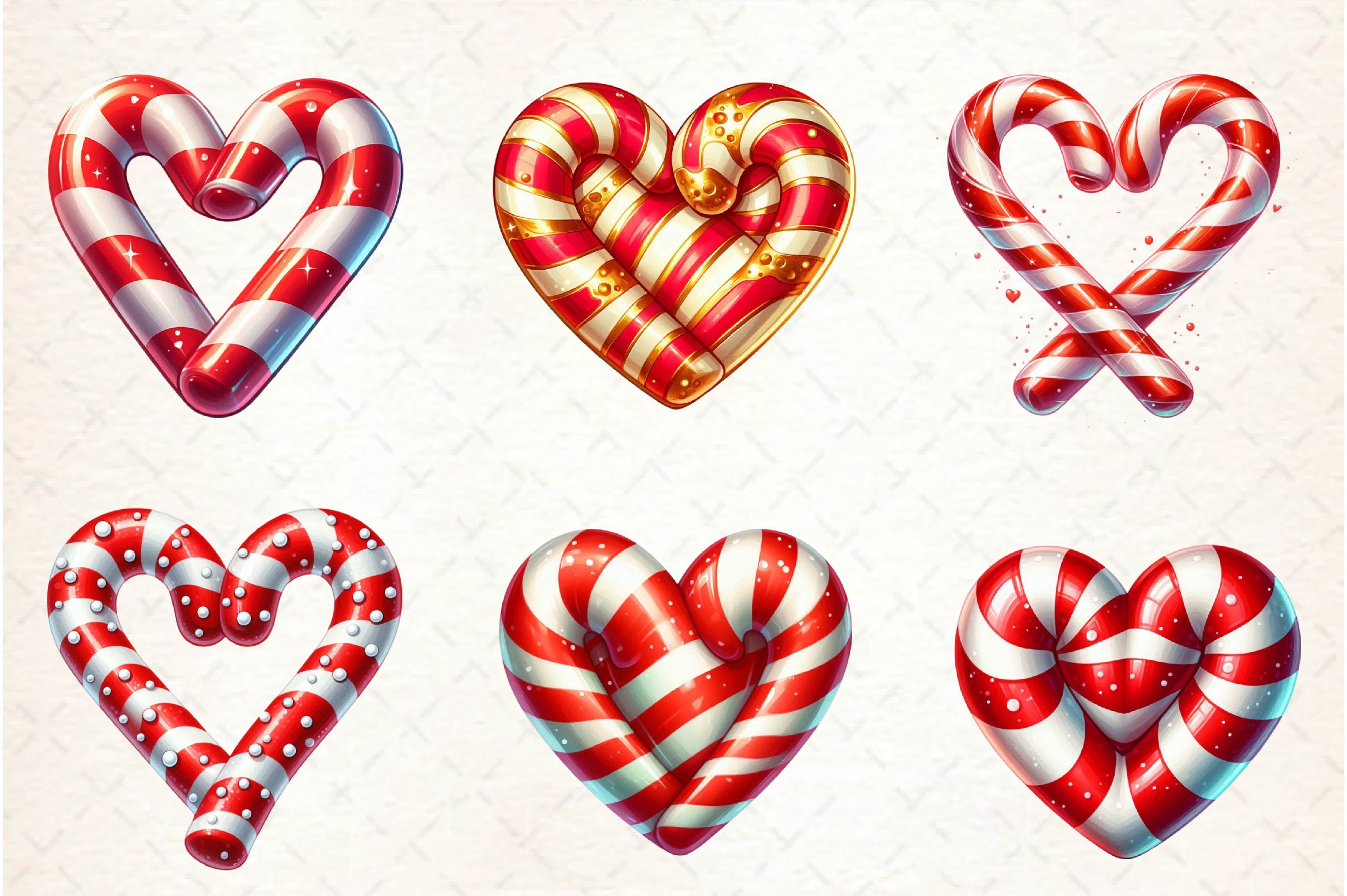 Christmas Candy Cane Heart Clipart Bundle - CraftNest - Digital Crafting and Art