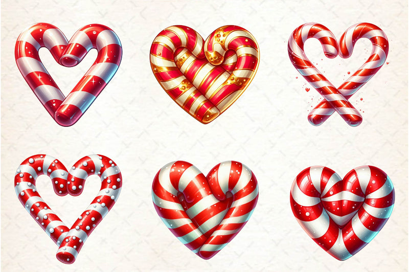 Christmas Candy Cane Heart Clipart Bundle - CraftNest - Digital Crafting and Art
