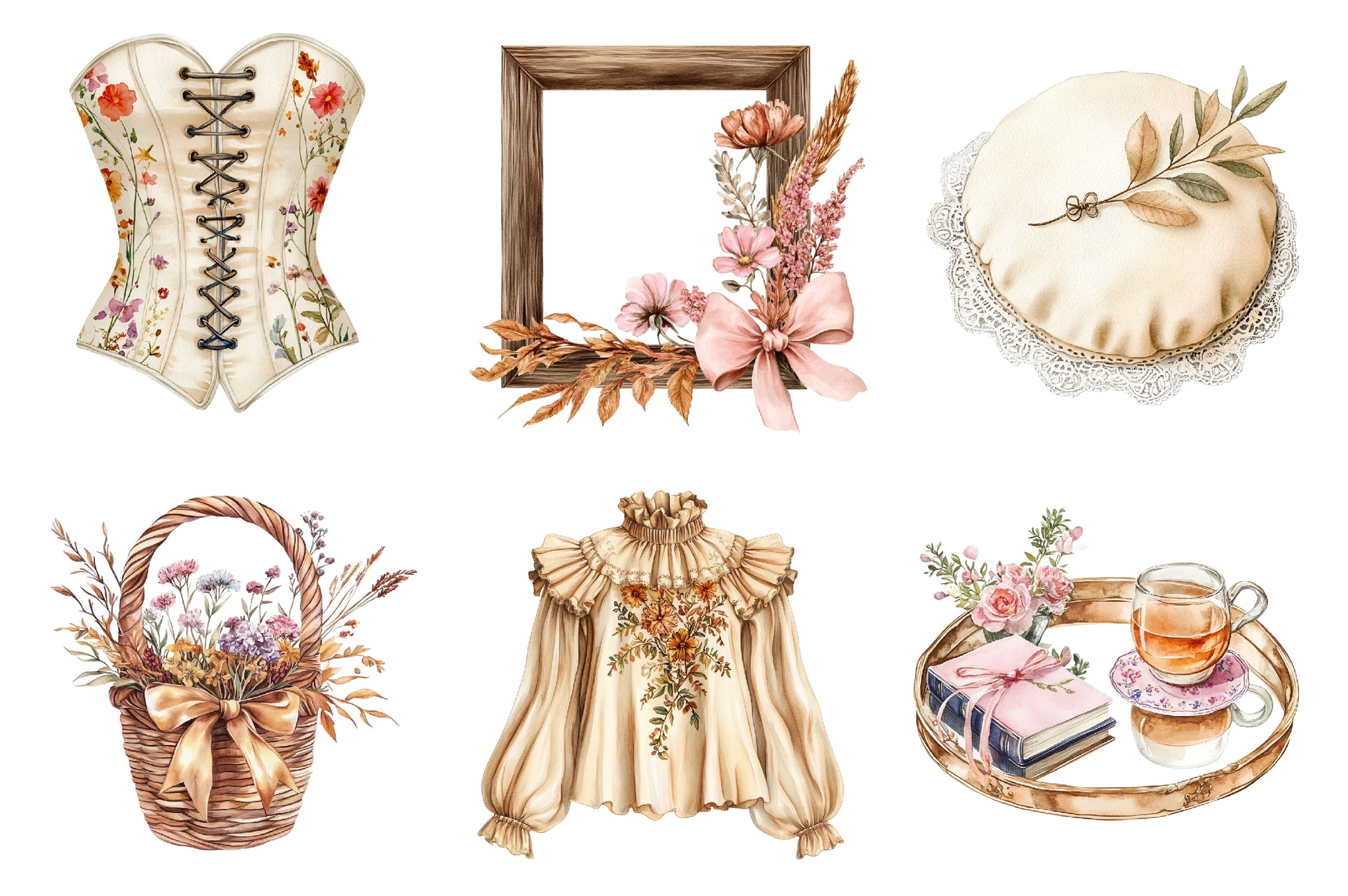 Neutral Rustic Coquette Fall Clipart Bundle 1 - CraftNest - Digital Crafting and Art