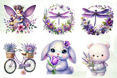 Cute Purple Spring Clipart Bundle - CraftNest - Digital Crafting and Art
