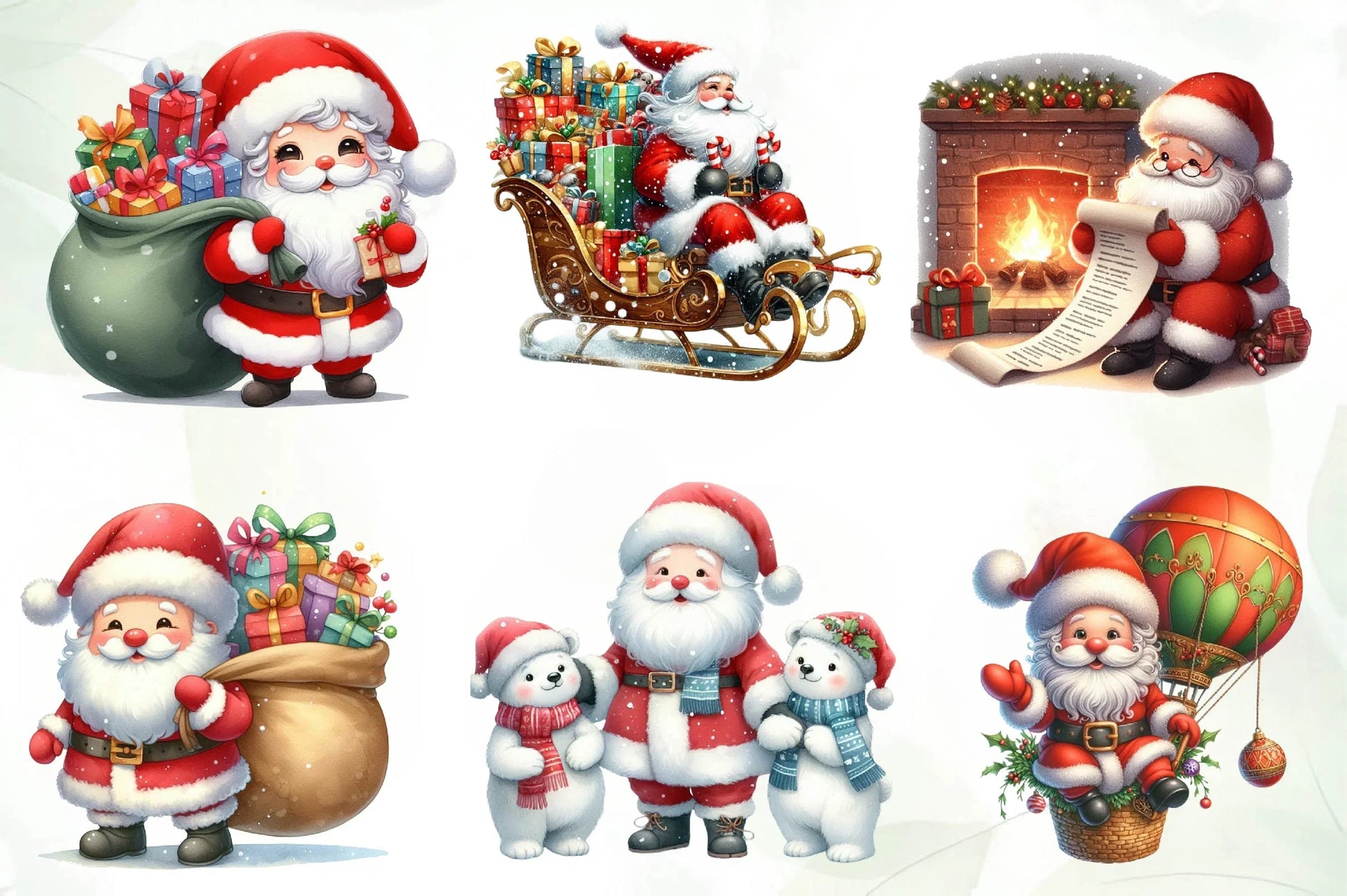 Cute Santa Claus Clipart Bundle - CraftNest - Digital Crafting and Art