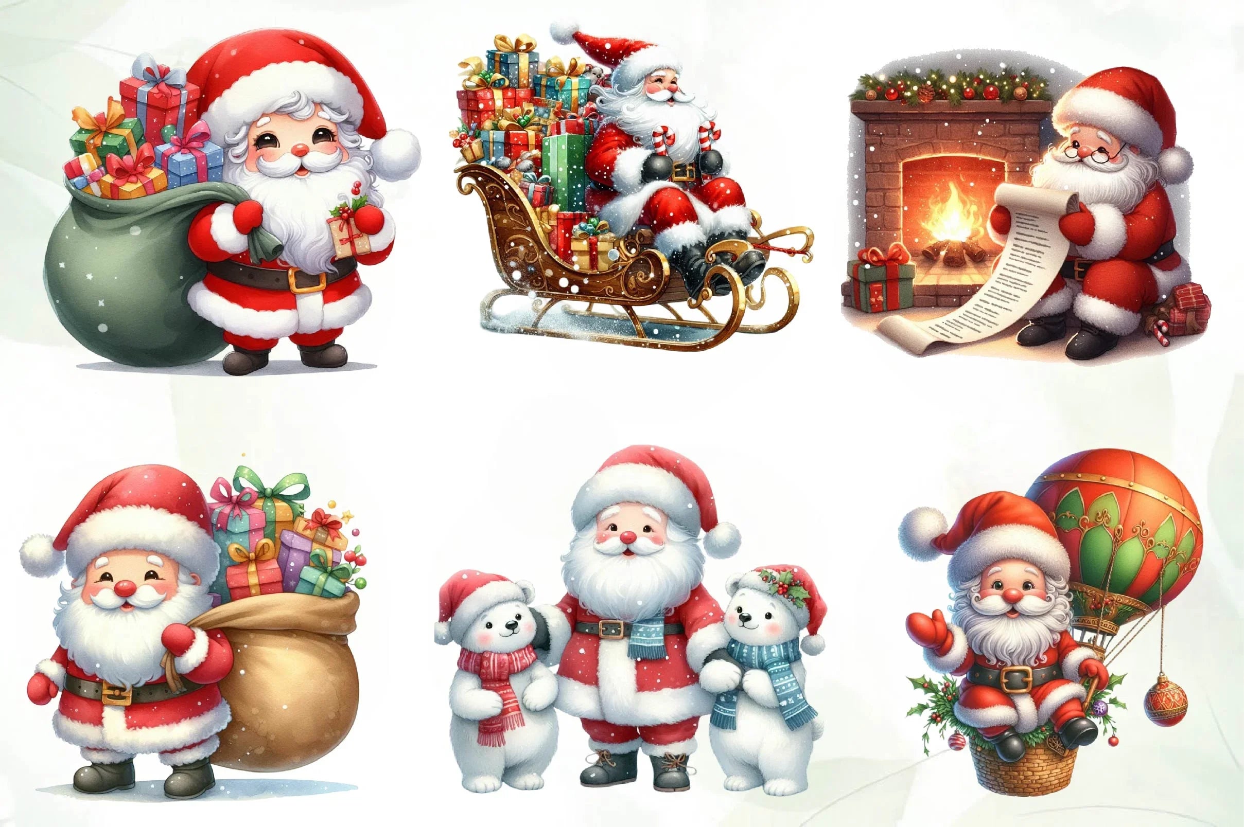 Cute Santa Claus Clipart Bundle - CraftNest - Digital Crafting and Art