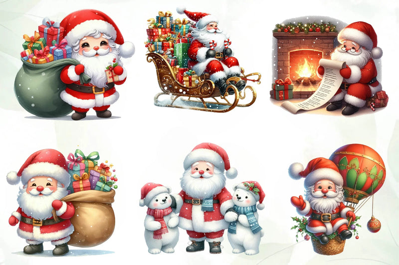 Cute Santa Claus Clipart Bundle - CraftNest - Digital Crafting and Art