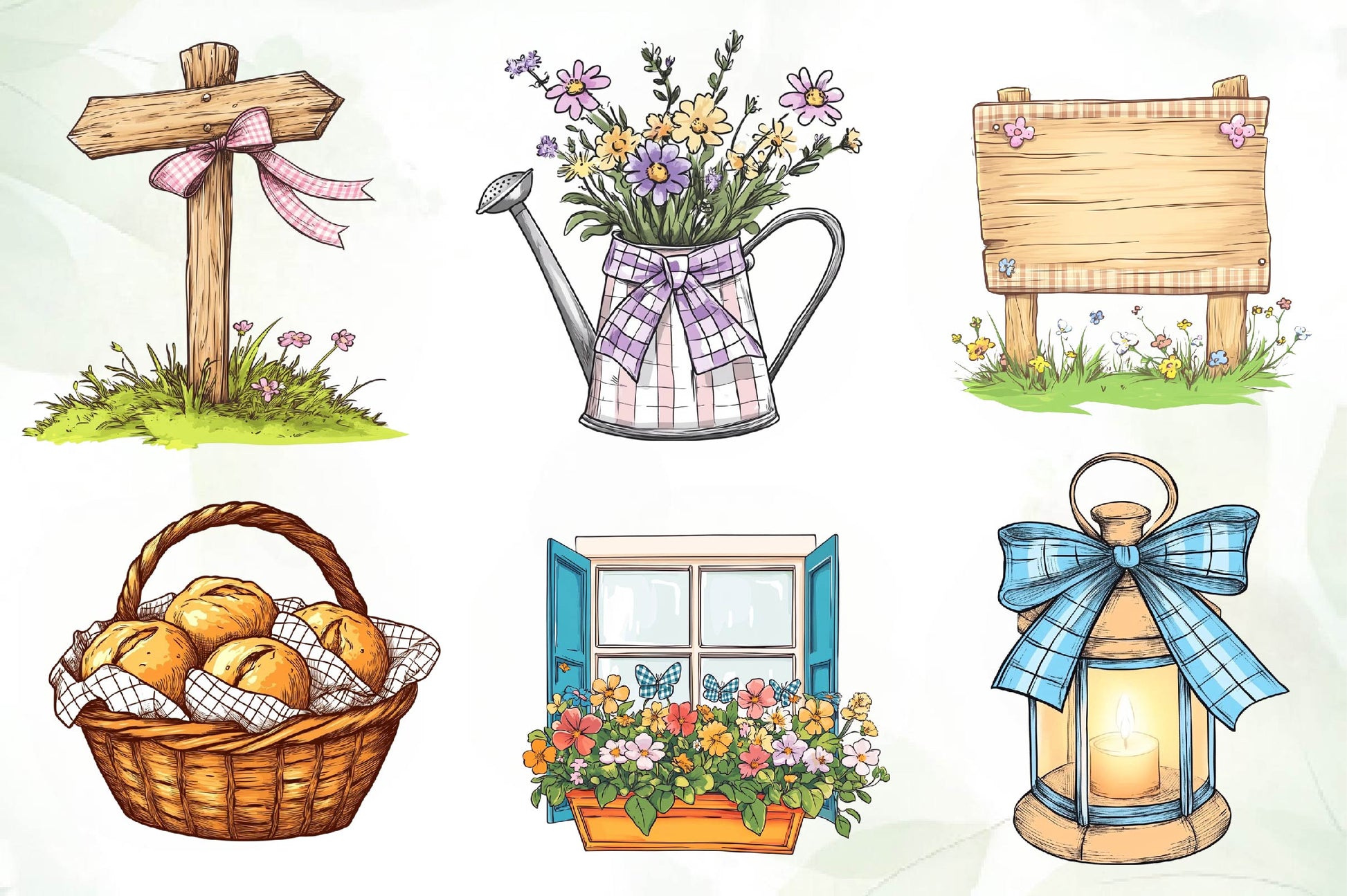 Cottage Gingham Spring Clipart Bundle - CraftNest - Digital Crafting and Art