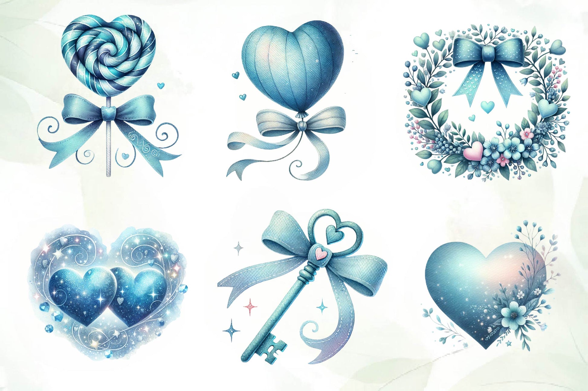 Serene Blue Valentine Clipart Bundle - CraftNest - Digital Crafting and Art