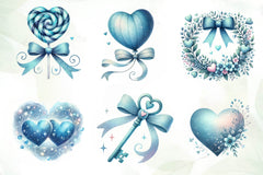 Serene Blue Valentine Clipart Bundle - CraftNest - Digital Crafting and Art