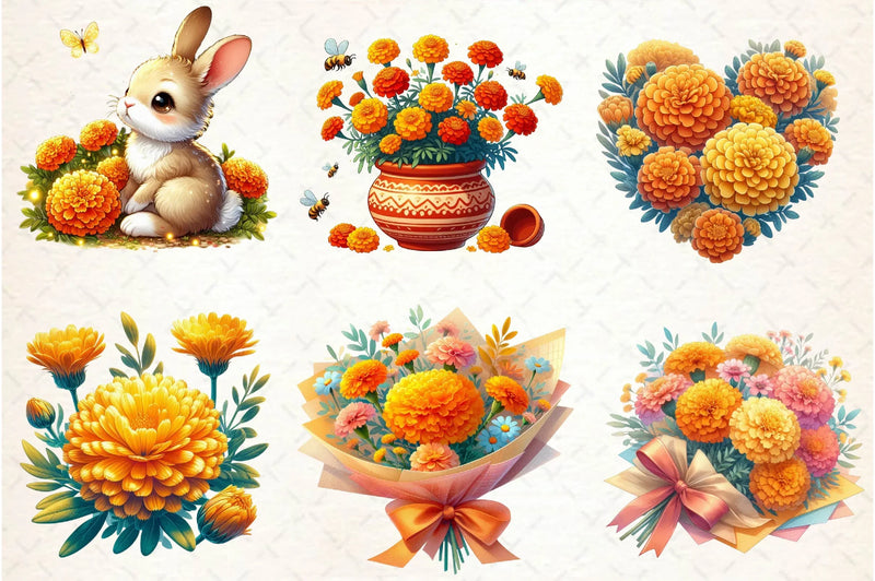 Spring Marigold Clipart Bundle - CraftNest - Digital Crafting and Art