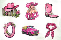 Pink Western Cowgirl Clipart Bundle 1 - CraftNest - Digital Crafting and Art