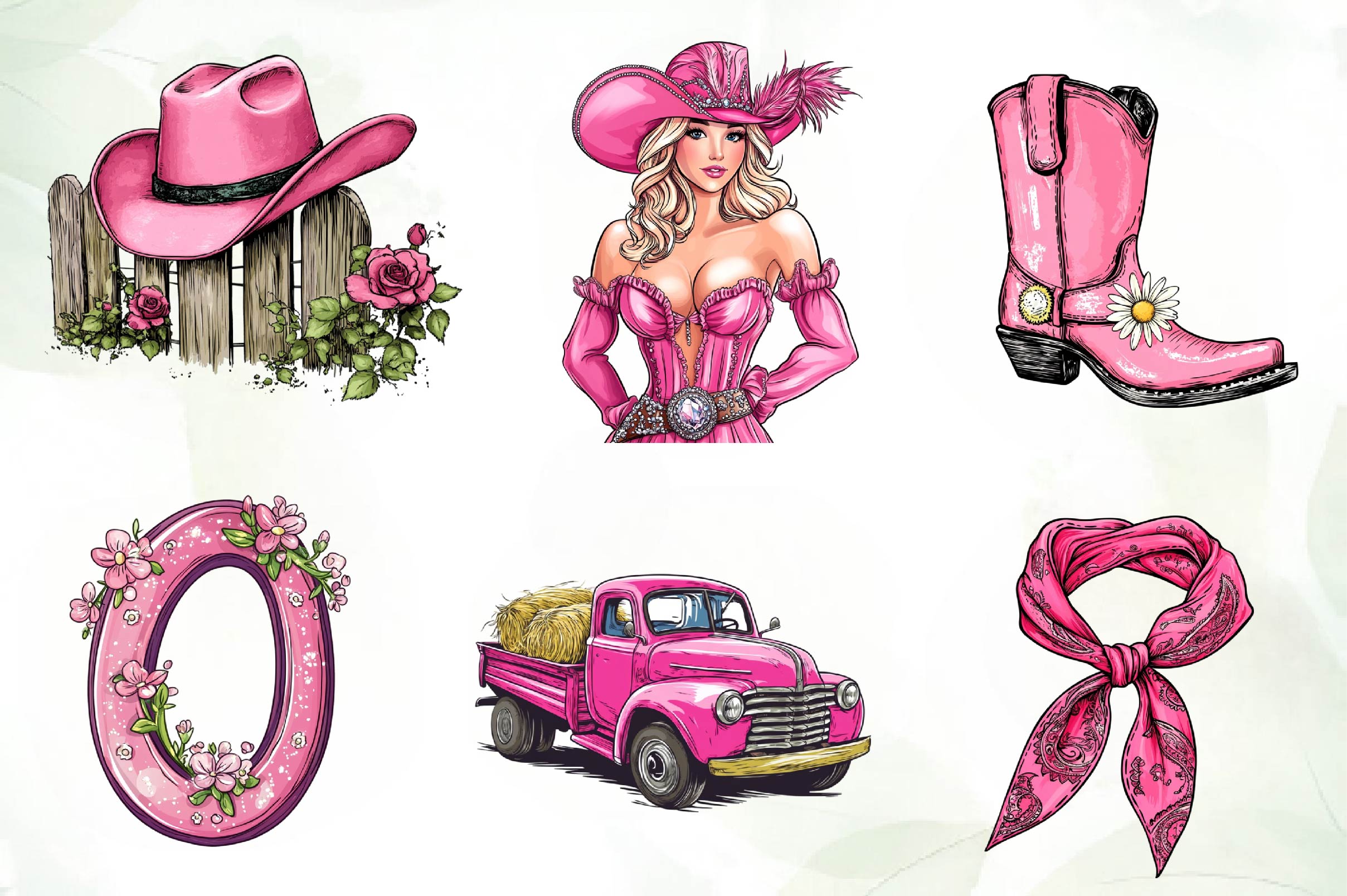 Pink Western Cowgirl Clipart Bundle 1 - CraftNest - Digital Crafting and Art