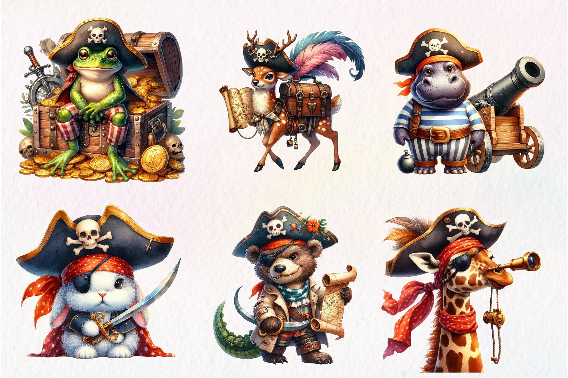 Animals Pirate Clipart Bundle - CraftNest - Digital Crafting and Art