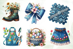 Vintage Denim Spring Clipart Bundle 1 - CraftNest - Digital Crafting and Art