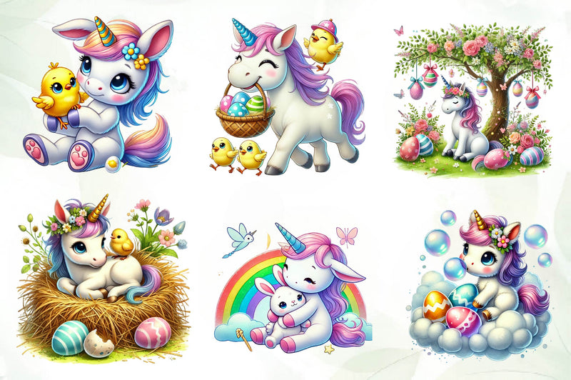 Newborn Unicorn Easter Day Clipart Bundle - CraftNest - Digital Crafting and Art