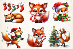 Christmas Fox Set Clipart Bundle - CraftNest - Digital Crafting and Art