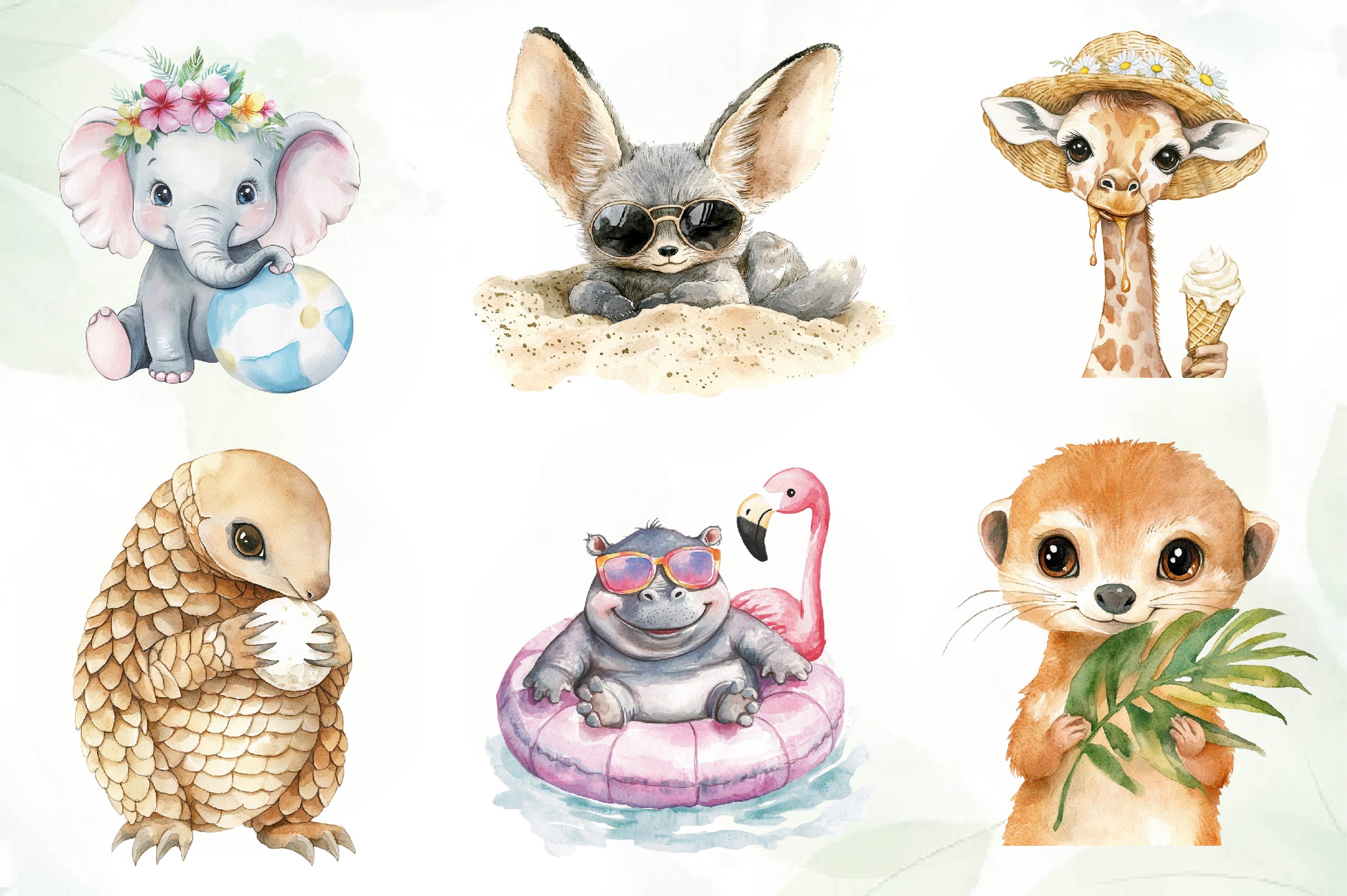 Cute Summer Safari Animals Clipart Bundle - CraftNest - Digital Crafting and Art