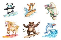 Retro Surfing Animals Clipart Bundle - CraftNest - Digital Crafting and Art